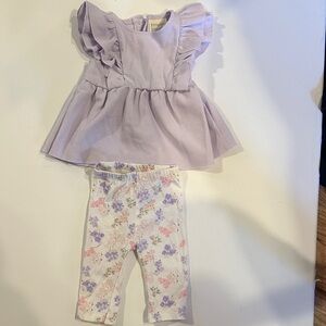 First Impressions Lilac Top and Floral Pants Set